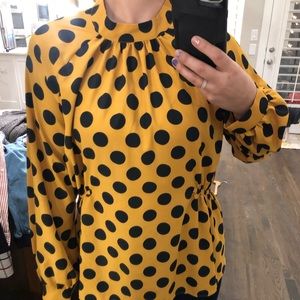 ZARA YELLOW NAVY POLKA DOT PEPLUM NEW WITH TAGS M